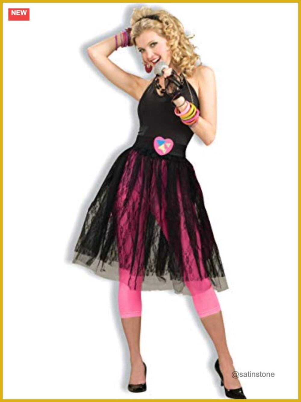 Womens 80s Pop Star Skirt Costume One Size Polyester Halloween
